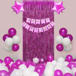 pink and white birthday decor